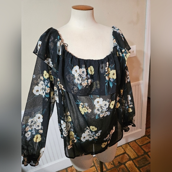 NWT! A.n.a. Off The Shoulder Floral Top XL - Picture 1 of 5